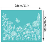 Globleland Self-Adhesive Silk Screen Printing Stencil, for Painting on Wood, DIY Decoration T-Shirt Fabric, Turquoise, Plants Pattern, 280x220mm