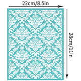 Globleland Self-Adhesive Silk Screen Printing Stencil, for Painting on Wood, DIY Decoration T-Shirt Fabric, Turquoise, Floral Pattern, 280x220mm