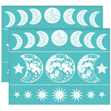Globleland Self-Adhesive Silk Screen Printing Stencil, for Painting on Wood, DIY Decoration T-Shirt Fabric, Turquoise, Moon Pattern, 280x220mm