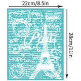 Globleland Self-Adhesive Silk Screen Printing Stencil, for Painting on Wood, DIY Decoration T-Shirt Fabric, Turquoise, Eiffel Tower Pattern, 280x220mm