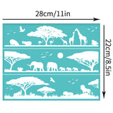 Globleland Self-Adhesive Silk Screen Printing Stencil, for Painting on Wood, DIY Decoration T-Shirt Fabric, Turquoise, Animal Pattern, 280x220mm