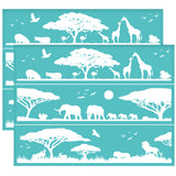 Globleland Self-Adhesive Silk Screen Printing Stencil, for Painting on Wood, DIY Decoration T-Shirt Fabric, Turquoise, Animal Pattern, 280x220mm