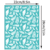 Globleland Self-Adhesive Silk Screen Printing Stencil, for Painting on Wood, DIY Decoration T-Shirt Fabric, Turquoise, Plants Pattern, 280x220mm