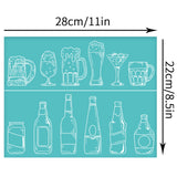 Globleland Self-Adhesive Silk Screen Printing Stencil, for Painting on Wood, DIY Decoration T-Shirt Fabric, Turquoise, Bottle Pattern, 280x220mm