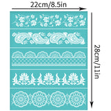 Globleland Self-Adhesive Silk Screen Printing Stencil, for Painting on Wood, DIY Decoration T-Shirt Fabric, Turquoise, Floral Pattern, 280x220mm