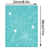 Globleland Self-Adhesive Silk Screen Printing Stencil, for Painting on Wood, DIY Decoration T-Shirt Fabric, Turquoise, Spider Web Pattern, 280x220mm