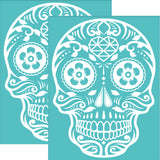 Globleland Self-Adhesive Silk Screen Printing Stencil, for Painting on Wood, DIY Decoration T-Shirt Fabric, Turquoise, Skull Pattern, 280x220mm