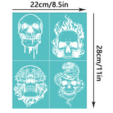 Globleland Self-Adhesive Silk Screen Printing Stencil, for Painting on Wood, DIY Decoration T-Shirt Fabric, Turquoise, Skull Pattern, 280x220mm