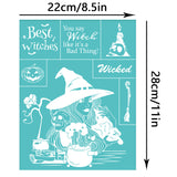Globleland Self-Adhesive Silk Screen Printing Stencil, for Painting on Wood, DIY Decoration T-Shirt Fabric, Turquoise, Witch Pattern, 280x220mm