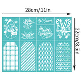 Globleland Self-Adhesive Silk Screen Printing Stencil, for Painting on Wood, DIY Decoration T-Shirt Fabric, Turquoise, Christmas Themed Pattern, 280x220mm