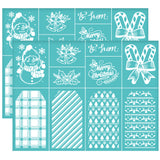 Globleland Self-Adhesive Silk Screen Printing Stencil, for Painting on Wood, DIY Decoration T-Shirt Fabric, Turquoise, Christmas Themed Pattern, 280x220mm