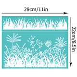 Globleland Self-Adhesive Silk Screen Printing Stencil, for Painting on Wood, DIY Decoration T-Shirt Fabric, Turquoise, Other Plants, 280x220mm