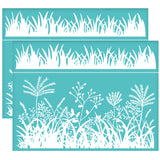 Globleland Self-Adhesive Silk Screen Printing Stencil, for Painting on Wood, DIY Decoration T-Shirt Fabric, Turquoise, Other Plants, 280x220mm