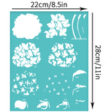 Globleland Self-Adhesive Silk Screen Printing Stencil, for Painting on Wood, DIY Decoration T-Shirt Fabric, Turquoise, Flower, 280x220mm