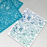 Globleland Silk Screen Printing Stencil, for Painting on Wood, DIY Decoration T-Shirt Fabric, Fish Pattern, 100x127mm