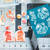 Globleland Silk Screen Printing Stencil, for Painting on Wood, DIY Decoration T-Shirt Fabric, Dragon Pattern, 100x127mm