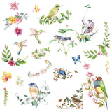 Globleland PVC Wall Sticker, Rectangle Shape, for Window or Stairway Home Decoration, Bird Pattern, 190x140mm