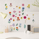 Globleland 16 Sheets 8 Styles Waterproof PVC Wall Stickers, Rectangle Shape, for Window or Stairway Home Decoration, Floral Pattern, 200x145mm, about 2 sheets/style