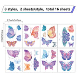 Globleland 16 Sheets 8 Styles Waterproof PVC Wall Stickers, Rectangle Shape, for Window or Stairway Home Decoration, Butterfly Farm, 200x145mm, about 2 sheets/style