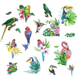 Globleland 16 Sheets 8 Styles Waterproof PVC Wall Stickers, Rectangle Shape, for Window or Stairway Home Decoration, Bird Pattern, 200x145mm, about 2 sheets/style