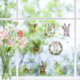 Globleland PVC Waterproof Wall Stickers, Self-Adhesive Decals, for Window or Stairway Home Decoration, Rectangle with Easter Egg & Rabbit, Easter Theme Pattern, 200x145mm, about 1 sheets/style