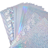Globleland 18Pcs 9 Styles PVC Holographic Adhesive Craft Vinyl Sheets, Waterproof Laser Decals, for Craft Decoration, Mixed Pattern, Silver, 200x100x0.2mm, about 2pcs/style