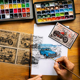 Globleland PVC Stamps, for DIY Scrapbooking, Photo Album Decorative, Cards Making, Stamp Sheets, Film Frame, Vehicle, 21x14.8x0.3cm