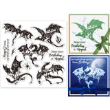 Globleland PVC Plastic Stamps, for DIY Scrapbooking, Photo Album Decorative, Cards Making, Stamp Sheets, Film Frame, Dragon, 15x15cm