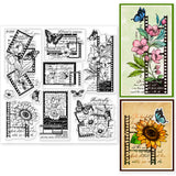 Globleland PVC Plastic Stamps, for DIY Scrapbooking, Photo Album Decorative, Cards Making, Stamp Sheets, Film Frame, Flower, 15x15cm