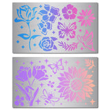 Globleland 2Pcs 2 Styles Stainless Steel Cutting Dies Stencils, for DIY Scrapbooking/Photo Album, Decorative Embossing DIY Paper Card, Matte Style, Stainless Steel Color, Flower Pattern, 15x9x0.05cm, 1pc/style