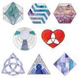 Globleland Custom PVC Glass Stickers, Static Cling Window Stickers, Square, Geometric Pattern, 200x200mm, 8pcs/set