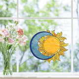 Globleland Custom PVC Glass Stickers, Static Cling Window Stickers, Square, Moon Pattern, 200x200mm, 8pcs/set