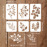 Globleland 6Pcs 2 Sizes 3 Style PET Hollow Out Drawing Painting Stencils Sets, for DIY Scrapbook, Photo Album, Leaf Pattern, 20~29.7x20~21cm, 1pc/style