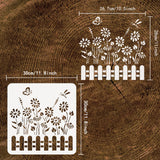 Globleland PET Hollow Out Drawing Painting Stencils, for DIY Scrapbook, Photo Album, Flower Pattern, 30x30cm