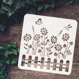 Globleland PET Hollow Out Drawing Painting Stencils, for DIY Scrapbook, Photo Album, Flower Pattern, 30x30cm