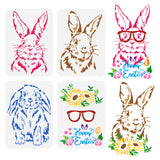 Globleland 4Pcs 4 Styles PET Hollow Out Drawing Painting Stencils Sets, for DIY Scrapbook, Photo Album, Easter Egg & Rabbit & Word, Rabbit Pattern, 29.7x21cm, about 1pc/style