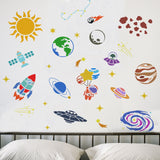 Globleland 17Pcs 17 Styles PET Hollow Out Drawing Painting Stencils Sets, for DIY Scrapbook, Photo Album, Sun & Rocket & Planet & Spaceman Pattern, Universe Themed Pattern, 150~300x150~300mm, about 1pc/style