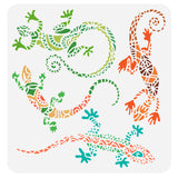 Globleland PET Hollow Out Drawing Painting Stencils, for DIY Scrapbook, Photo Album, Lizard Pattern, 30x30cm