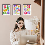 Globleland 3Pcs 3 Styles PET Hollow Out Drawing Painting Stencils Sets, for DIY Scrapbook, Photo Album, Flower Pattern, 297x210mm, 1pc/style
