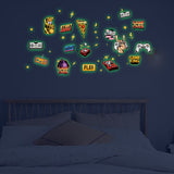 Globleland PVC Plastic Luminous Wall Stickers, Glow in The Dark Wall Decoration, Electronic Game Theme, 600x300mm