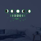 Globleland PVC Plastic Luminous Wall Stickers, Glow in The Dark Wall Decoration, Moon Pattern, 600x300mm