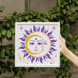 Globleland PET Hollow Out Drawing Painting Stencils, for DIY Scrapbook, Photo Album, Sun Pattern, 30x30cm