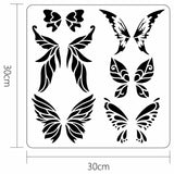 Globleland PET Hollow Out Drawing Painting Stencils, for DIY Scrapbook, Photo Album, Wing Pattern, 30x30cm