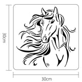 Globleland PET Hollow Out Drawing Painting Stencils, for DIY Scrapbook, Photo Album, Horse Pattern, 30x30cm