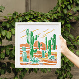 Globleland PET Hollow Out Drawing Painting Stencils, for DIY Scrapbook, Photo Album, Cactus Pattern, 30x30cm