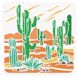 Globleland PET Hollow Out Drawing Painting Stencils, for DIY Scrapbook, Photo Album, Cactus Pattern, 30x30cm