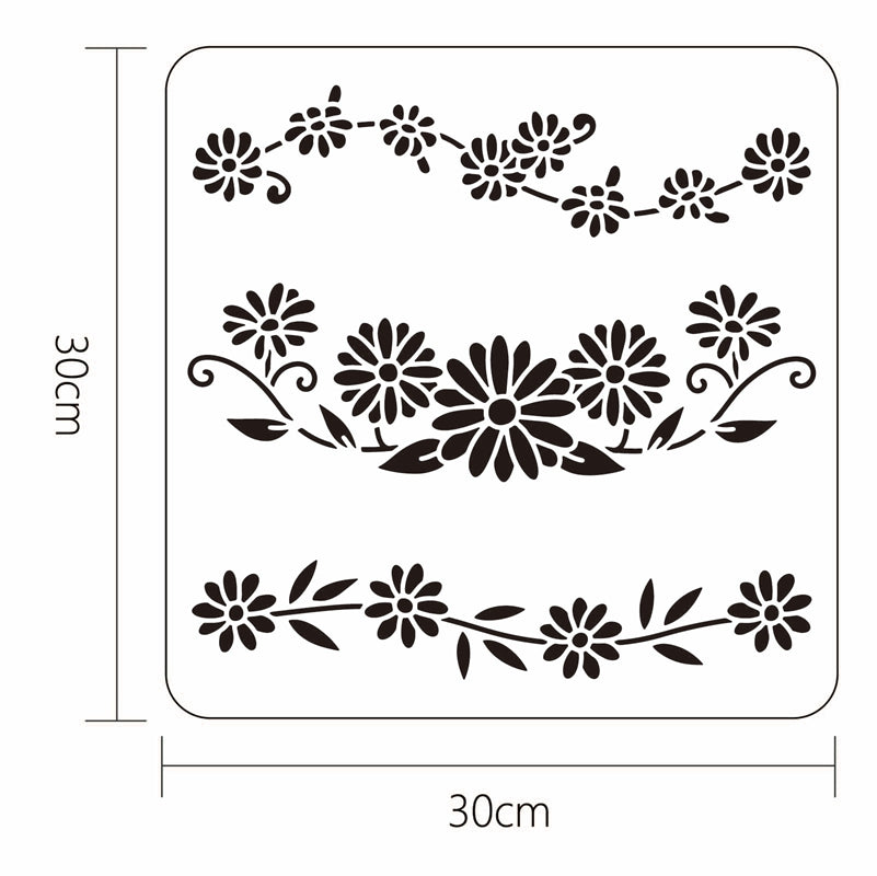Globleland PET Hollow Out Drawing Painting Stencils, for DIY Scrapbook, Photo Album, Chrysanthemum Pattern, 30x30cm