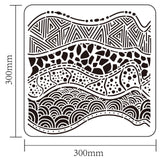 Globleland PET Hollow Out Drawing Painting Stencils, for DIY Scrapbook, Photo Album, Wave Pattern, 30x30cm