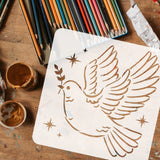 Globleland PET Hollow Out Drawing Painting Stencils, for DIY Scrapbook, Photo Album, Pigeon Pattern, 30x30cm