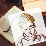 Globleland PET Hollow Out Drawing Painting Stencils, for DIY Scrapbook, Photo Album, Buddha Pattern, 30x30cm
